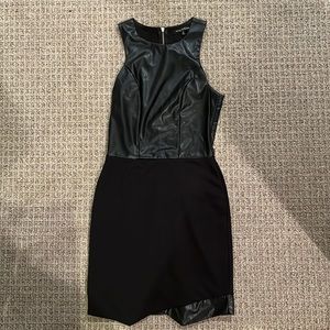 Faux leather and fabric dress